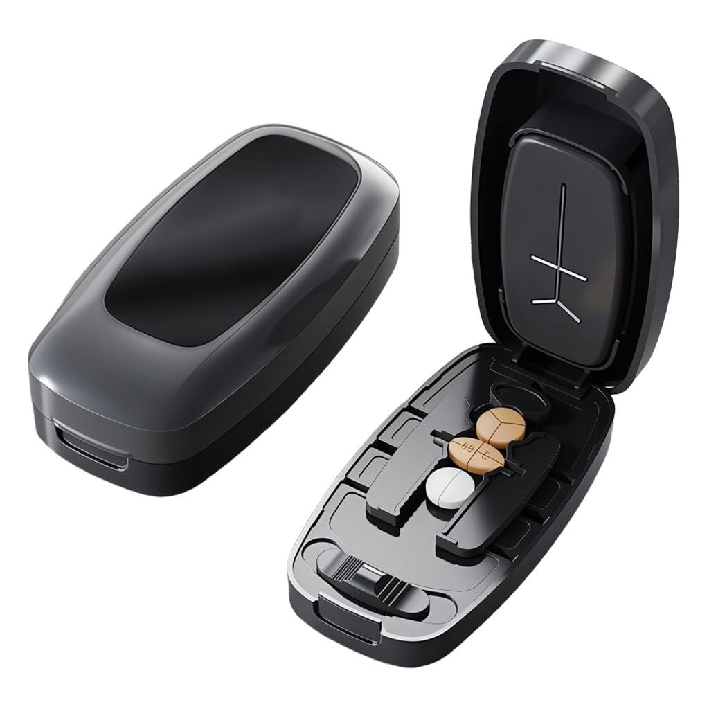 Portable Pill Box with Tablet Cutter