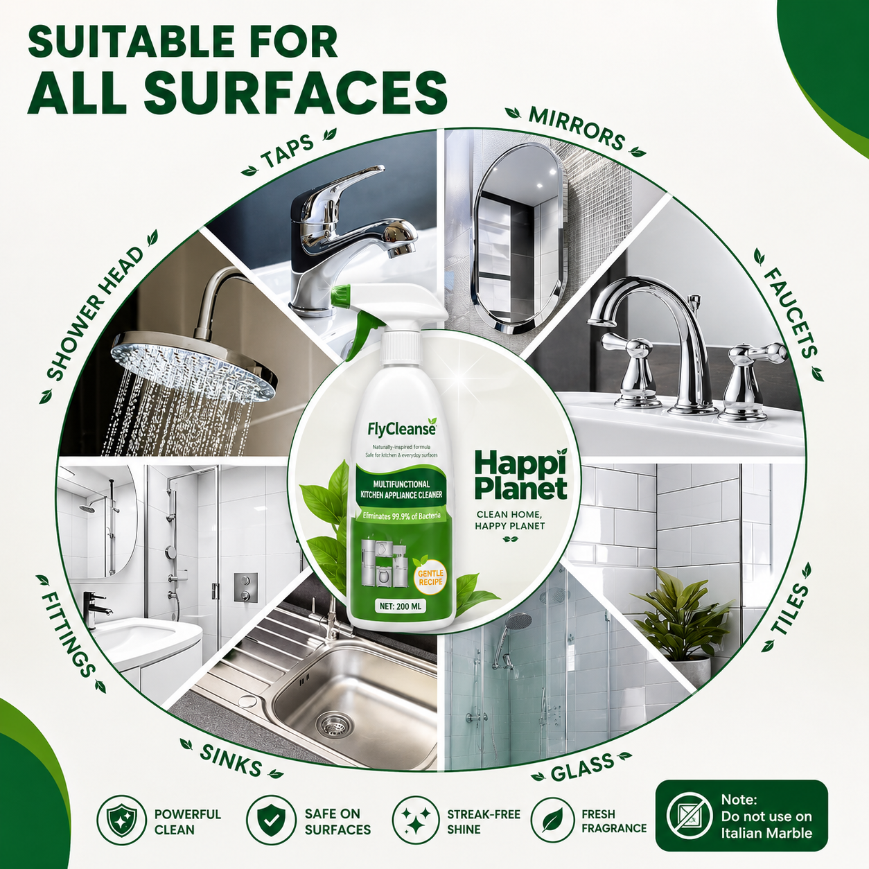 All Purpose Cleaner Suitable for Bathroom, Tap, Shower, Tiles, Mirror