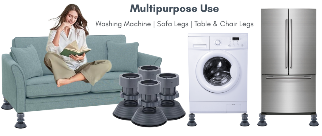 Washing Machine Vibration Pads, Floor Trays, Refrigerator Stand (4 Pcs Set)