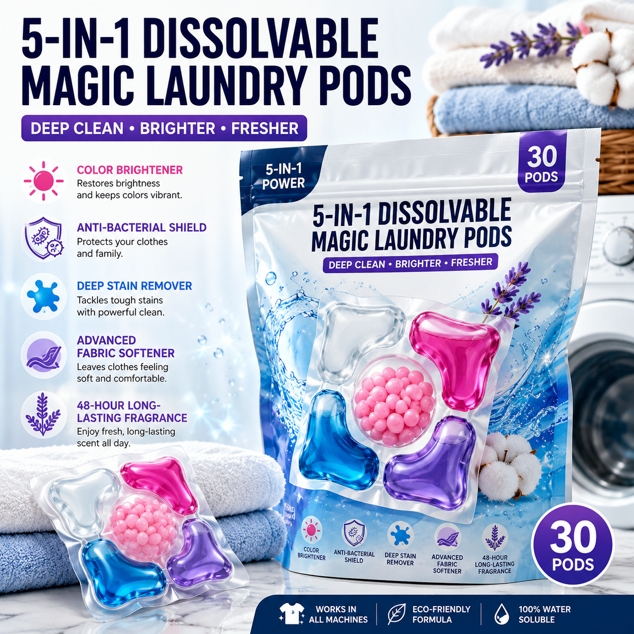 5-in-1 Laundry PowerPods Ultra Cleaning (Pack of 30)