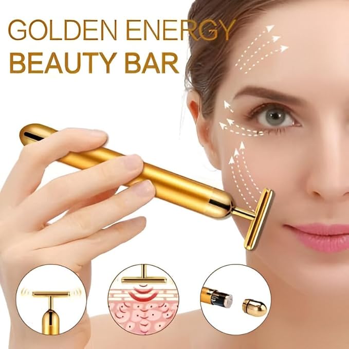 24K Gold Energy Beauty Bar Electric Vibration Facial Massager