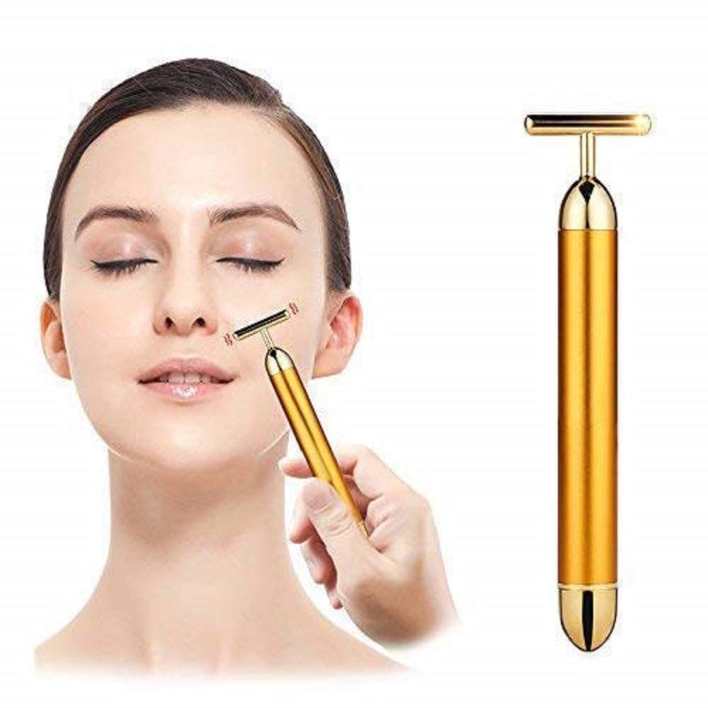 24K Gold Energy Beauty Bar Electric Vibration Facial Massager