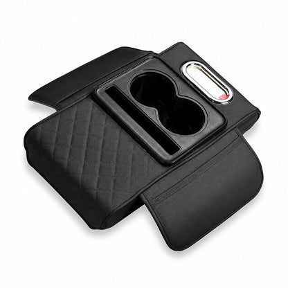 5-in-1 Car Arm Rest Cushion with Cup Holder Premium Cushion Organizer
