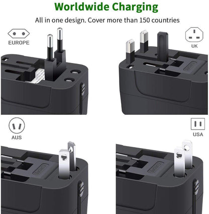 Universal Travel Adapter, International All in One Worldwide Travel Adapter and Wall Charger