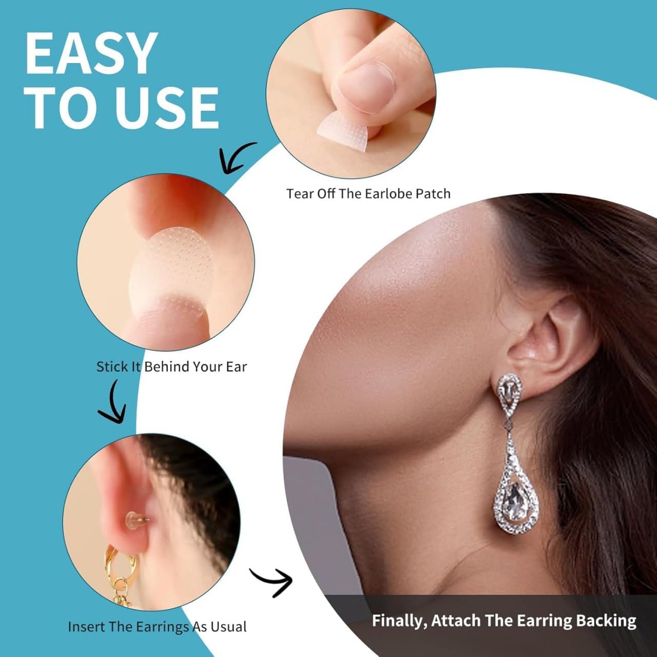 Invisible Ear Lobe Support Patches for Heavy Earrings | Transparent Earring Lift Stickers