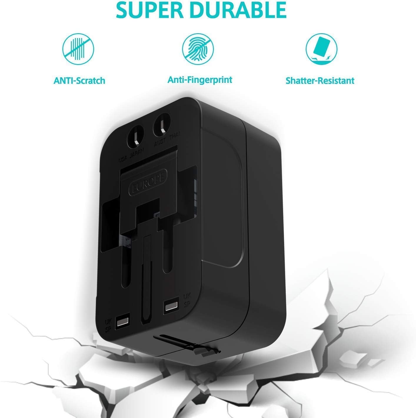 Universal Travel Adapter, International All in One Worldwide Travel Adapter and Wall Charger