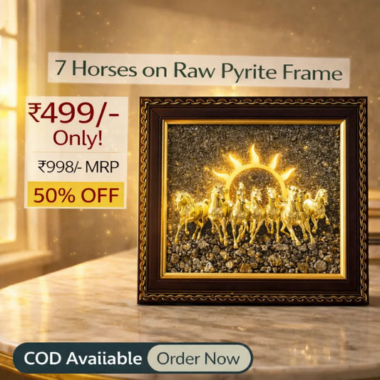 Pyrite Stone Frame with Vastu Seven Running Horses with Sun
