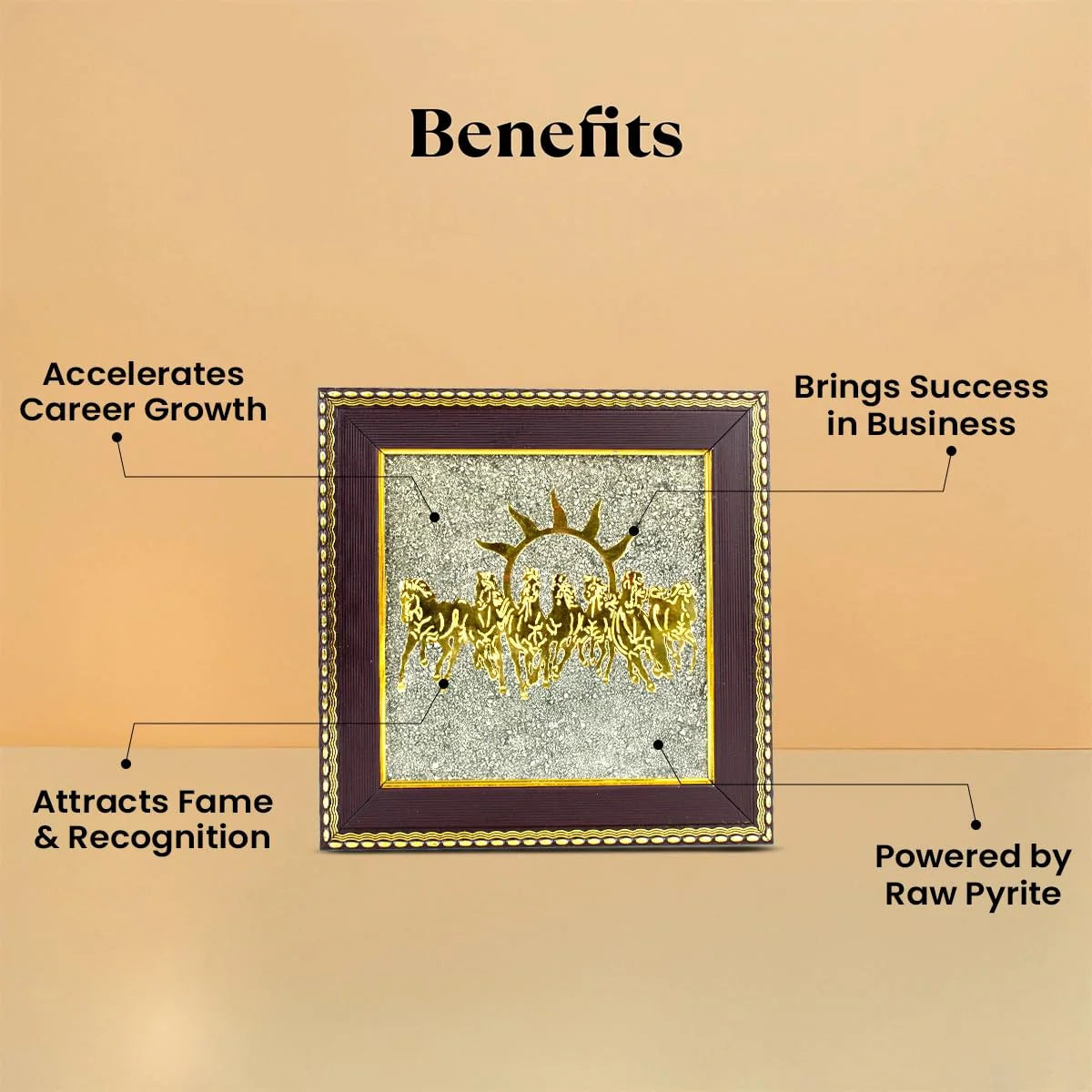 Pyrite Stone Frame with Vastu Seven Running Horses with Sun