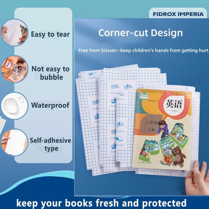 Self-adhesive transparent protective book cover (Pack of 30)