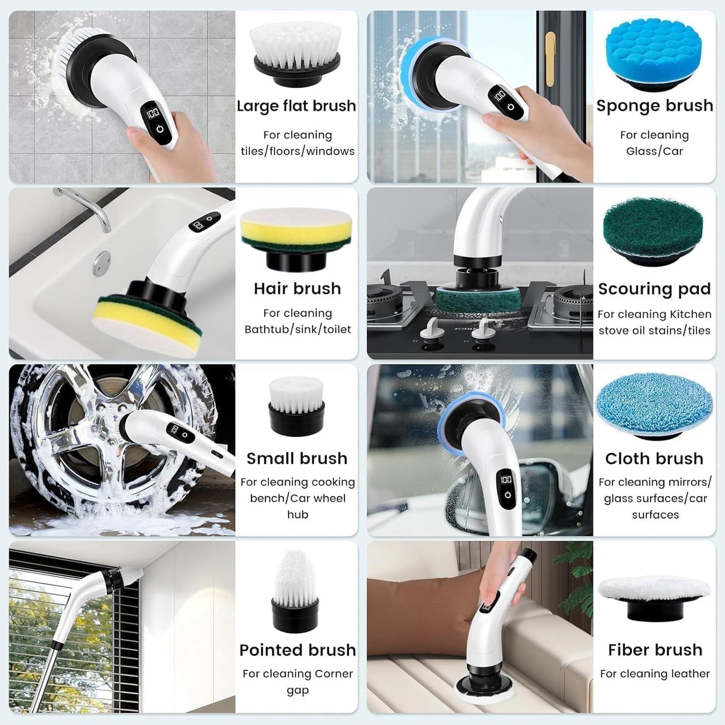 9-in-1 Cordless Electric Spin Scrubber for Bathroom & Home
