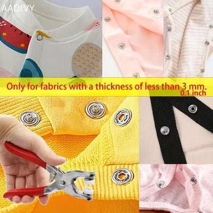 100PCS Metal Snap Buttons Kit with Hand Press Pliers