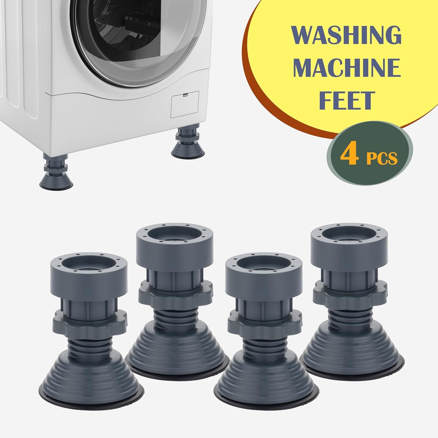 Washing Machine Vibration Pads, Floor Trays, Refrigerator Stand (4 Pcs Set)