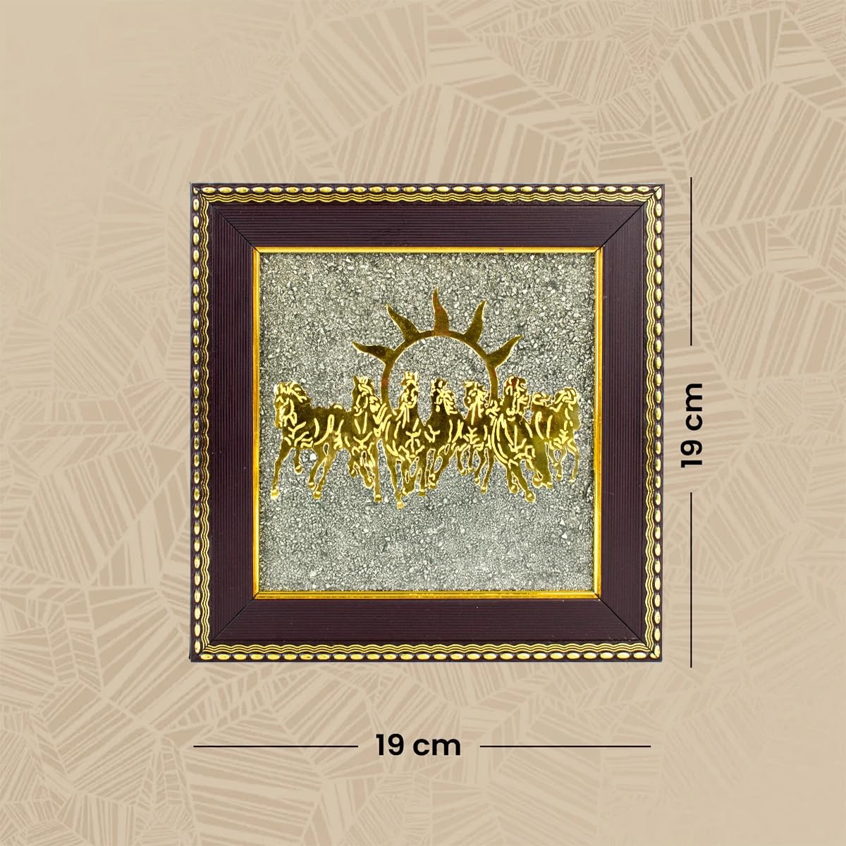 Pyrite Stone Frame with Vastu Seven Running Horses with Sun