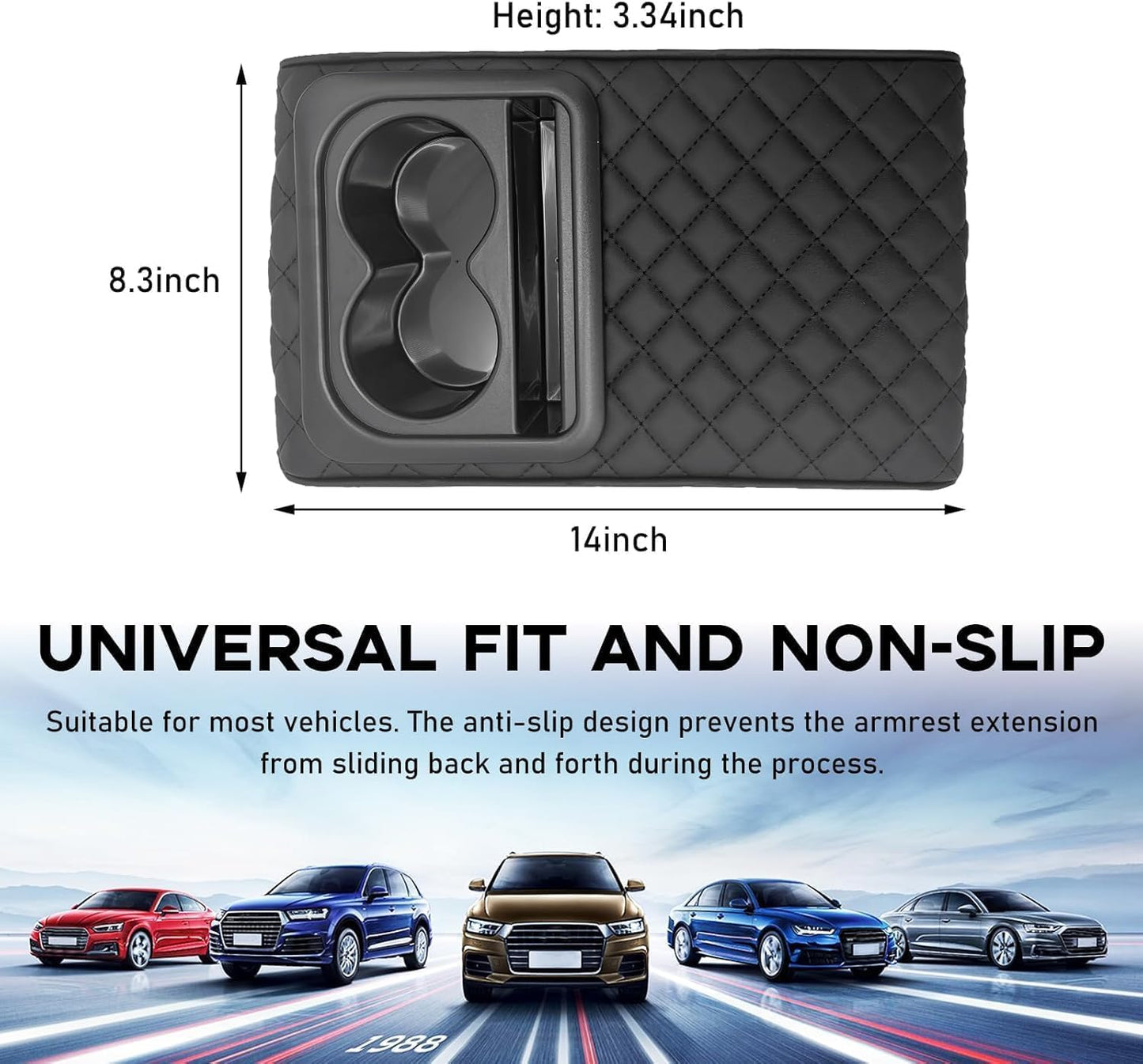 5-in-1 Car Arm Rest Cushion with Cup Holder Premium Cushion Organizer