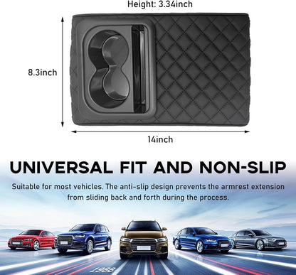 5-in-1 Car Arm Rest Cushion with Cup Holder Premium Cushion Organizer