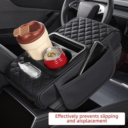 5-in-1 Car Arm Rest Cushion with Cup Holder Premium Cushion Organizer