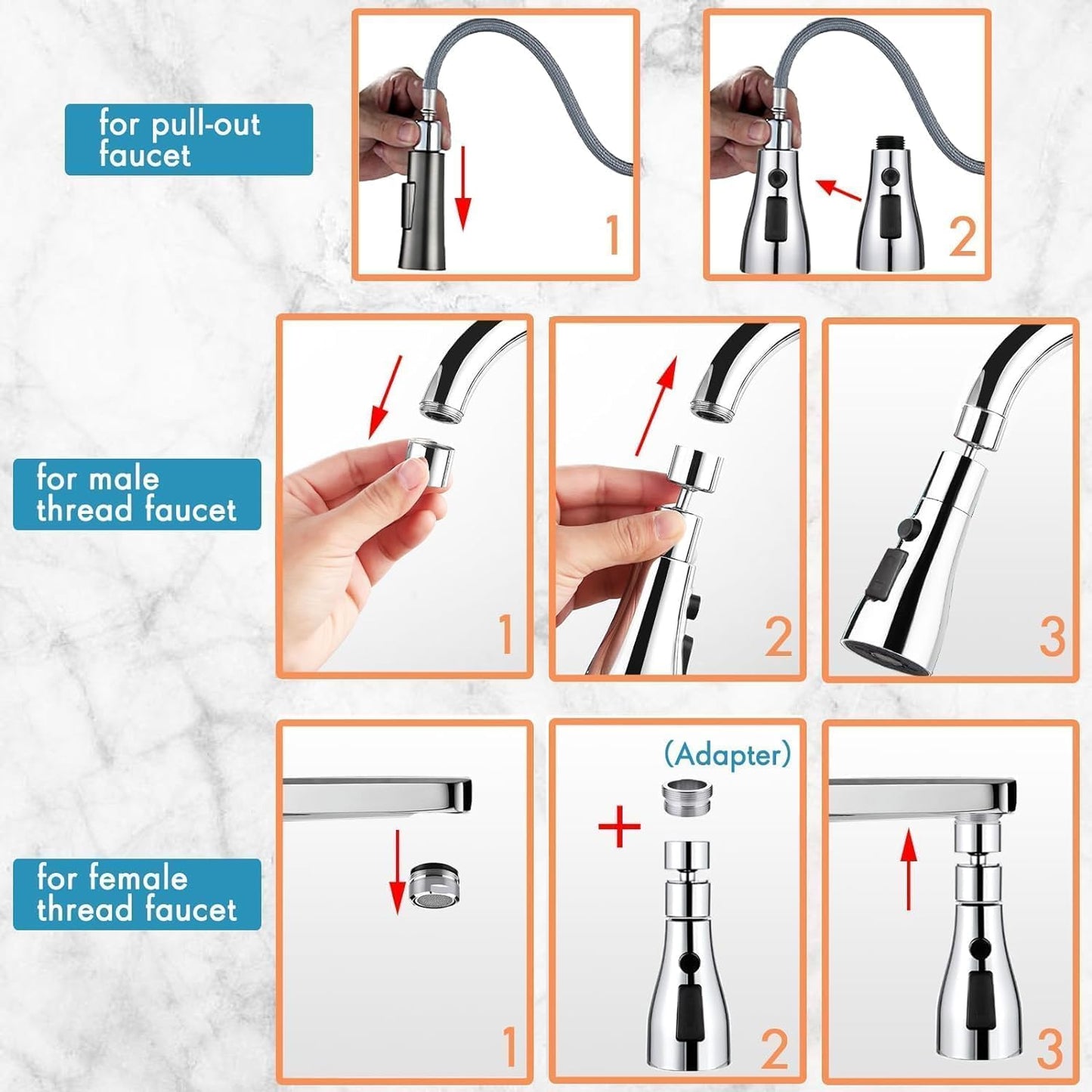 360° Elegance: Transform Your Kitchen with our 3 Modes Faucet Extension