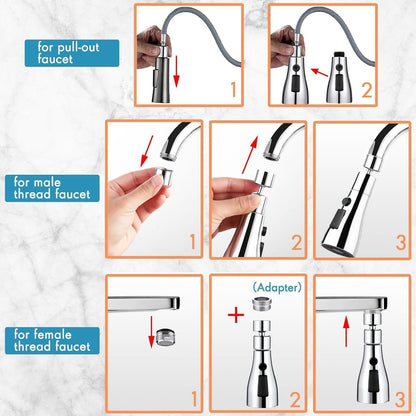 360° Elegance: Transform Your Kitchen with our 3 Modes Faucet Extension