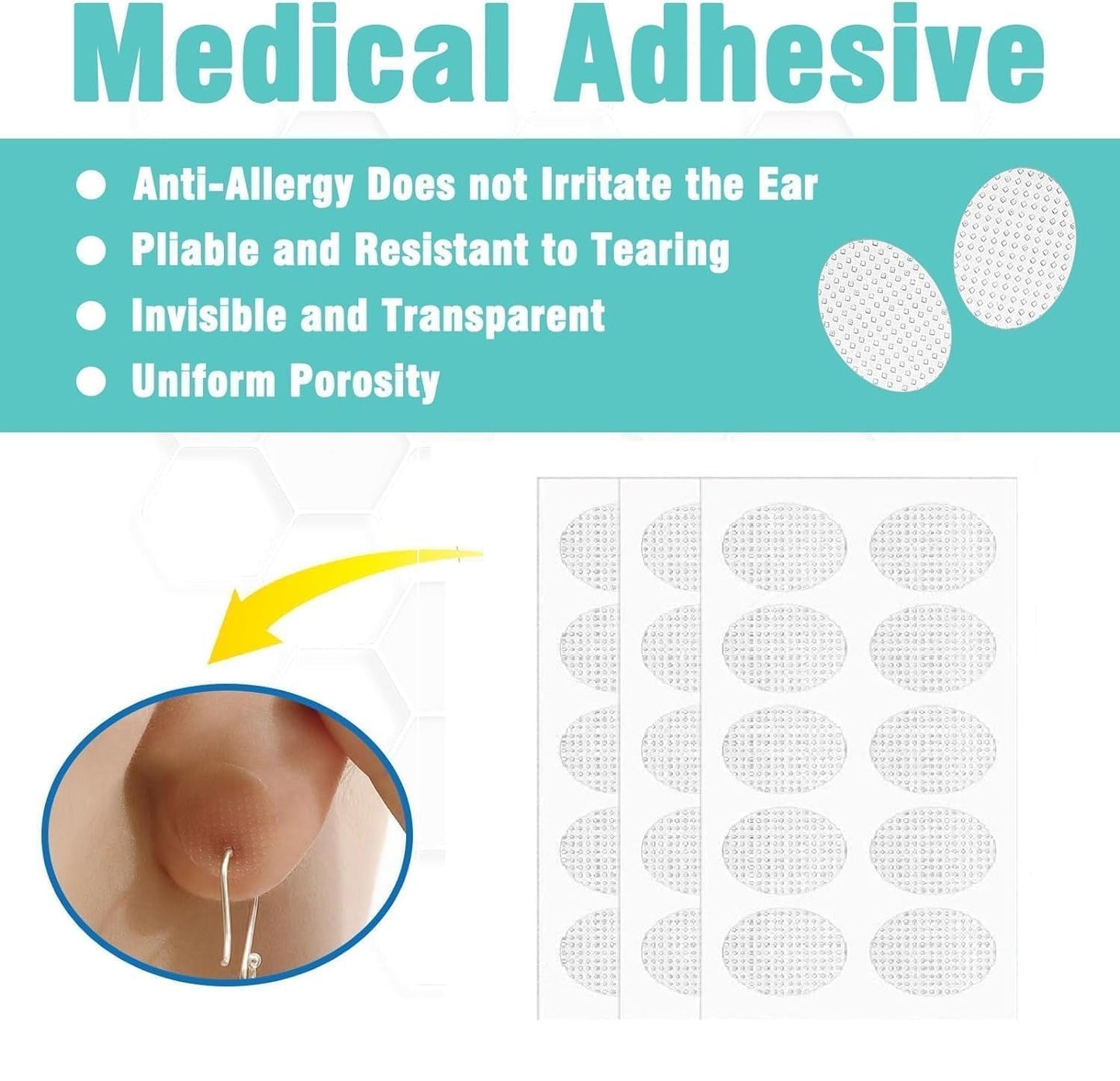 Invisible Ear Lobe Support Patches for Heavy Earrings | Transparent Earring Lift Stickers