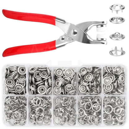 100PCS Metal Snap Buttons Kit with Hand Press Pliers