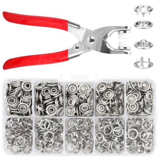 100PCS Metal Snap Buttons Kit with Hand Press Pliers