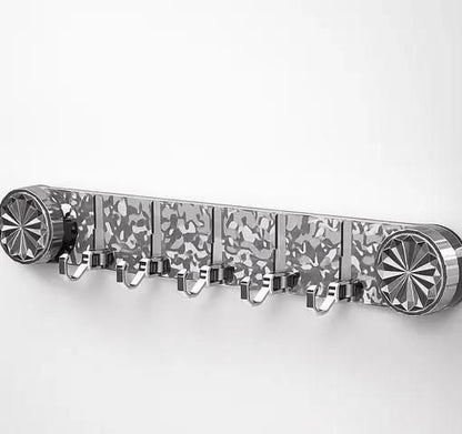 Plastic Wall Hook Rack 5 Chrome Hooks with Floral End Caps