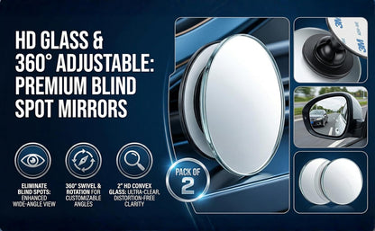 2 Pcs 360° Blind Spot Mirror - Drive Safer, Smarter & Stress - Free