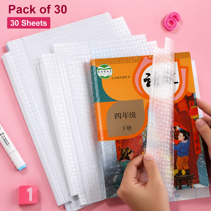 Self-adhesive transparent protective book cover (Pack of 30)
